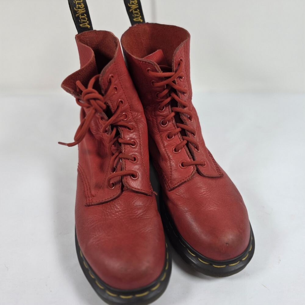 Dr Martens Pascal 8 Eye Boots Womens US 9 EU 41 Red Leather Lace Up Combat - Picture 5 of 10